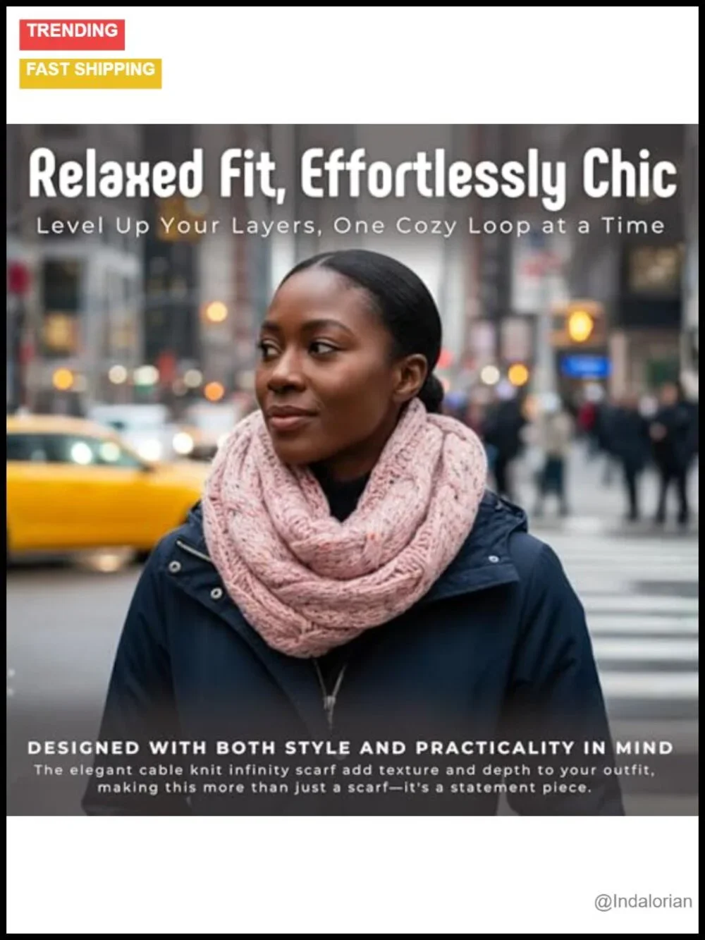 Chunky Knit Infinity Scarf for Women – Oversized Winter Wrap, Acrylic